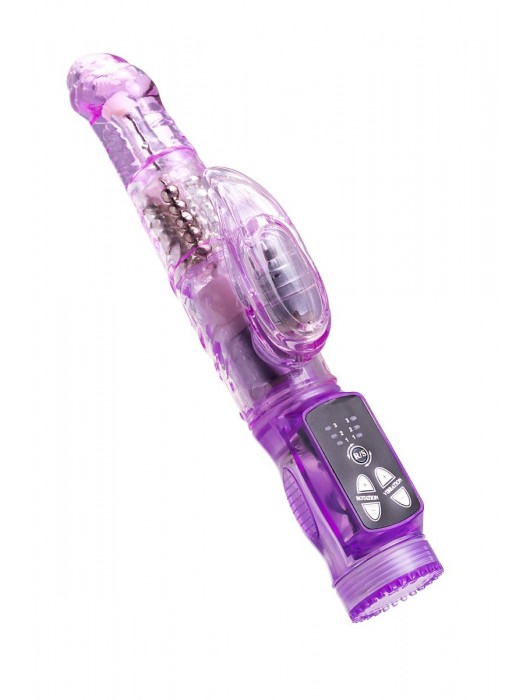 Фиолетовый вибратор High-Tech fantasy с клиторальным лепестком - 21 см. - A-toys