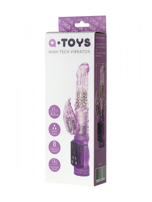 Фиолетовый вибратор High-Tech fantasy с клиторальным лепестком - 21 см. - A-toys