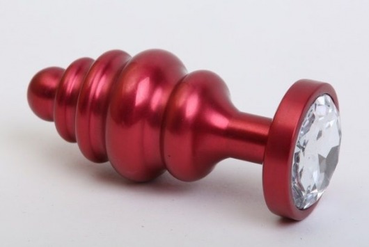 Красная металлическая фигурная пробка с прозрачным стразом - 7,3 см. - 4sexdreaM - купить с доставкой в Нижнем Новгороде