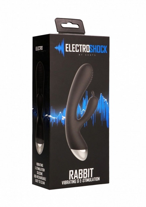 Чёрный вибратор E-Stimulation Rabbit Vibrator с электростимуляцией - 19 см. - Shots Media BV - купить с доставкой в Нижнем Новгороде