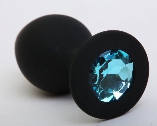 Чёрная анальная втулка с голубым кристаллом - 7,3 см. - Джага-Джага - купить с доставкой в Нижнем Новгороде