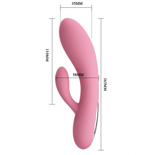 Нежно-розовый вибратор с клиторальным отростком Carol - 16,5 см. - Baile