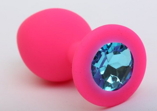 Розовая анальная втулка с голубым кристаллом - 7,3 см. - Джага-Джага - купить с доставкой в Нижнем Новгороде