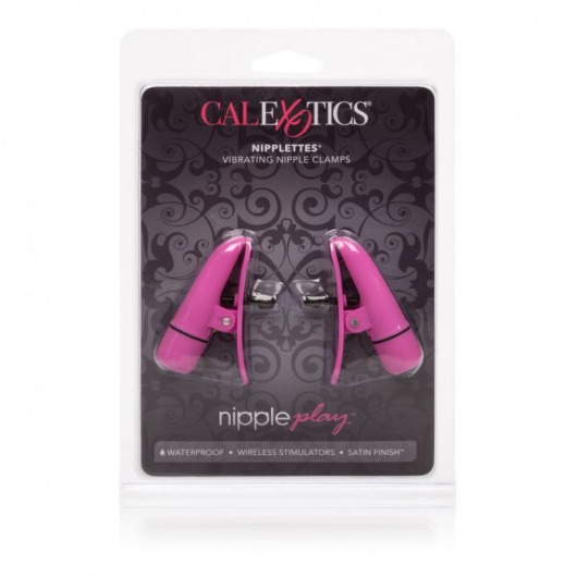 Розовые зажимы на соски с вибрацией Nipple Play Nipplettes - California Exotic Novelties - купить с доставкой в Нижнем Новгороде