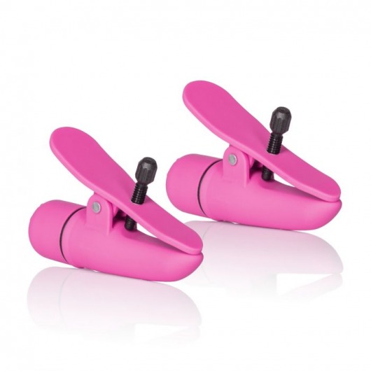 Розовые зажимы на соски с вибрацией Nipple Play Nipplettes - California Exotic Novelties - купить с доставкой в Нижнем Новгороде