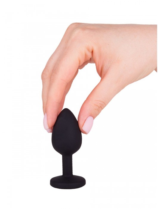 Чёрная анальная втулка с красным кристаллом - 7,3 см. - Джага-Джага - купить с доставкой в Нижнем Новгороде