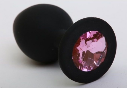 Чёрная анальная втулка с розовым кристаллом - 7,3 см. - Джага-Джага - купить с доставкой в Нижнем Новгороде