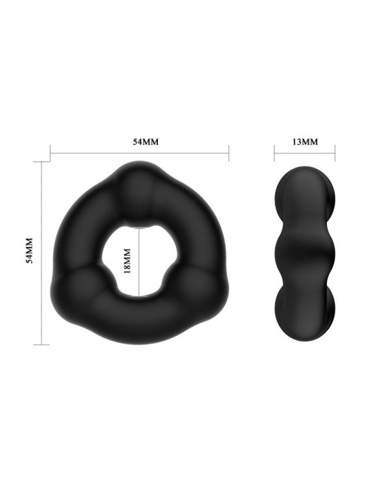 Черное эрекционное кольцо с 3 шариками - Baile - в Нижнем Новгороде купить с доставкой