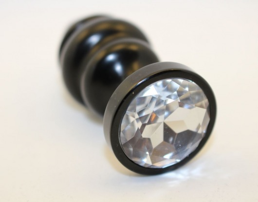 Черная фигурная анальная пробка с прозрачным кристаллом - 8,2 см. - 4sexdreaM - купить с доставкой в Нижнем Новгороде