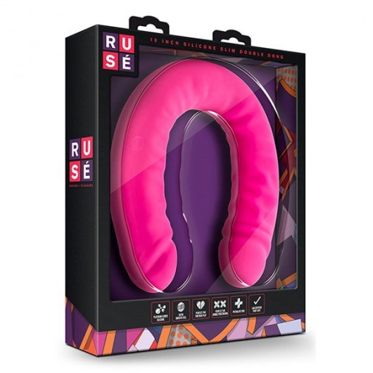 Розовый двусторонний фаллоимитатор 18 inch Silicone Slim Double Dong - 45,7 см. - Blush Novelties
