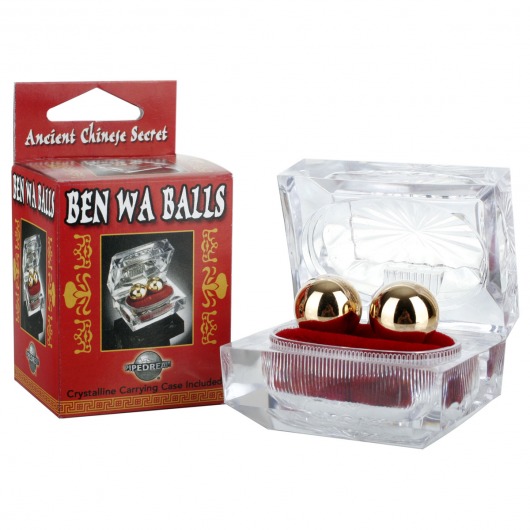 Золотистые вагинальные шарики Ben Wa Balls - Pipedream