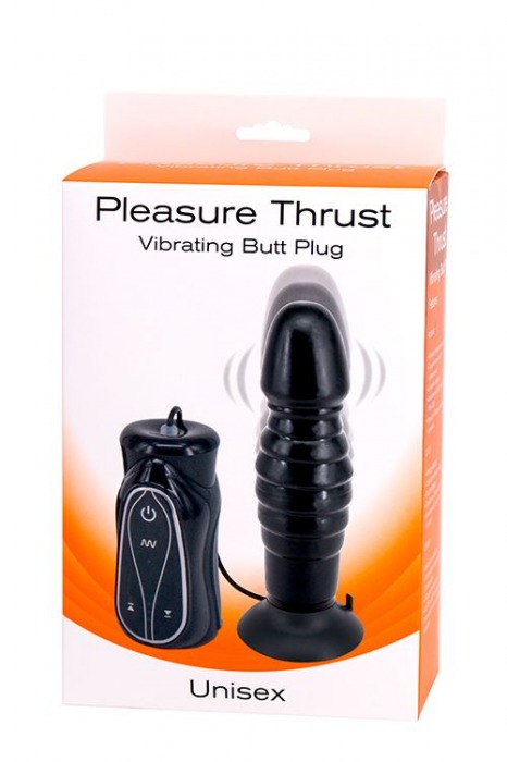 Чёрный анальный вибратор на присоске Pleasure Thrust - 14 см. - Seven Creations