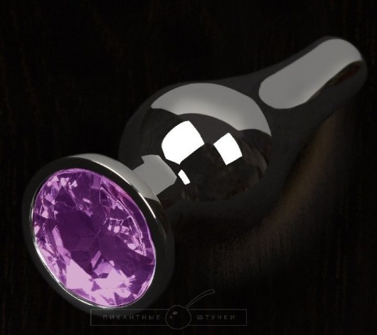Графитовая удлиненная анальная пробка с фиолетовым кристаллом - 8,5 см. - Пикантные штучки - купить с доставкой в Нижнем Новгороде
