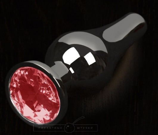 Графитовая удлиненная анальная пробка с красным кристаллом - 8,5 см. - Пикантные штучки - купить с доставкой в Нижнем Новгороде