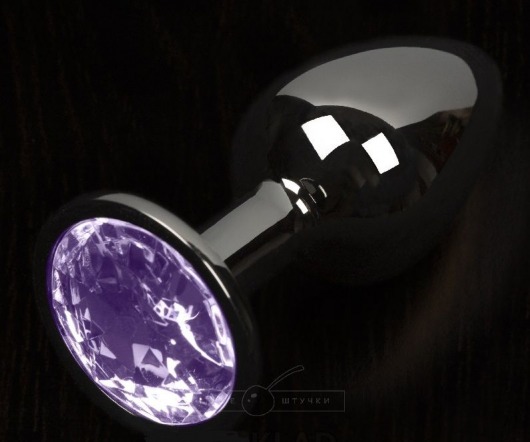 Графитовая анальная пробка с фиолетовым кристаллом - 8,5 см. - Пикантные штучки - купить с доставкой в Нижнем Новгороде