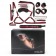 Черно-красный набор БДСМ: наручники, оковы, ошейник с поводком, кляп, маска, плеть, лиф - Bior toys - купить с доставкой в Нижнем Новгороде