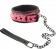 Розово-чёрный ошейник с поводком Collar With Leash - Erokay - купить с доставкой в Нижнем Новгороде