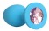 Голубая силиконовая анальная пробка с нежно-розовым кристаллом - 9,5 см. - Bior toys - купить с доставкой в Нижнем Новгороде