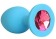 Голубая силиконовая анальная пробка с малиновым кристаллом - 9,5 см. - Bior toys - купить с доставкой в Нижнем Новгороде