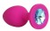 Ярко-розовая анальная пробка с голубым кристаллом - 9,5 см. - Bior toys - купить с доставкой в Нижнем Новгороде