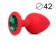 Красная анальная пробка с зеленым кристаллом - 9,5 см. - Bior toys - купить с доставкой в Нижнем Новгороде