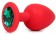 Красная анальная пробка с зеленым кристаллом - 9,5 см. - Bior toys - купить с доставкой в Нижнем Новгороде