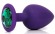 Фиолетовая анальная пробка с зеленым кристаллом - 9,5 см. - Bior toys - купить с доставкой в Нижнем Новгороде