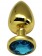 Золотистая анальная пробка с голубым кристаллом - 9 см. - Eroticon - купить с доставкой в Нижнем Новгороде