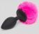 Черная анальная пробка с розовым хвостом Medium Bunny Tail Butt Plug - Happy Rabbit