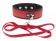 Красно-чёрный ошейник из полиуретана с поводком Collar and Leash - Blush Novelties - купить с доставкой в Нижнем Новгороде