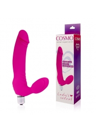 Розовый силиконовый безремневой страпон с вибрацией - Cosmo - купить с доставкой в Нижнем Новгороде