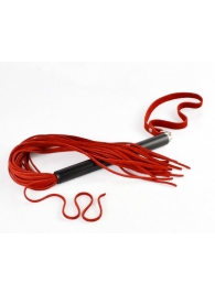 Красная велюровая плеть MIX с черной рукоятью - 47 см. - Sitabella - купить с доставкой в Нижнем Новгороде