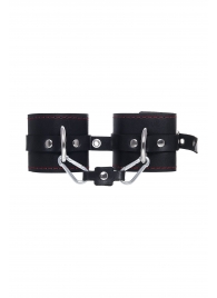 Черные кожаные однослойные наручники с контрастной строчкой - Pecado - купить с доставкой #SOTBIT_REGIONS_UF_V_REGION_NAME#