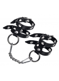 Черные однослойные кожаные наручники из двух ремешков - Pecado - купить с доставкой #SOTBIT_REGIONS_UF_V_REGION_NAME#