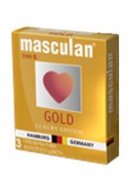 Презервативы Masculan Ultra Gold с золотым напылением и ароматом ванили - 3 шт. - Masculan - купить с доставкой в Нижнем Новгороде