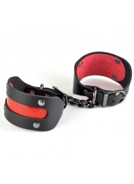 Чёрные наручники с красной вставкой «Пятница» - Sitabella - купить с доставкой в Нижнем Новгороде