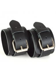 Черные кожаные наручники с пряжками IDEAL - Sitabella - купить с доставкой в Нижнем Новгороде