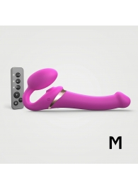 Ярко-розовый безремневой страпон Multi Orgasm Size M с клиторальной стимуляцией - Strap-on-me - купить с доставкой в Нижнем Новгороде