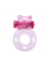 Розовое эрекционное виброкольцо с мишкой на вибропуле - Baile - #SOTBIT_REGIONS_UF_V_REGION_NAME# купить с доставкой