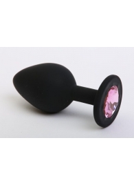 Чёрная силиконовая пробка с розовым стразом - 7,1 см. - 4sexdreaM - купить с доставкой в Нижнем Новгороде