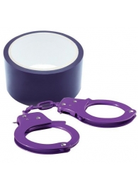 Набор для фиксации BONDX METAL CUFFS AND RIBBON: фиолетовые наручники из листового материала и липкая лента - Dream Toys - купить с доставкой в Нижнем Новгороде