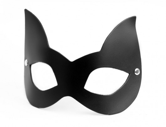 Черная кожаная маска с прорезями для глаз и ушками - БДСМ Арсенал - купить с доставкой в Нижнем Новгороде