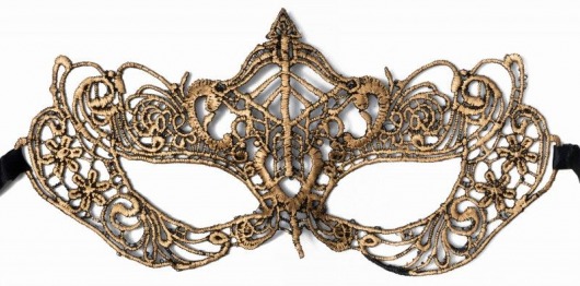 Пикантная золотистая карнавальная маска - Джага-Джага купить с доставкой