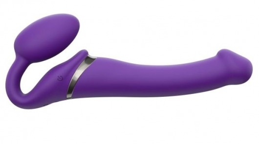 Фиолетовый безремневой вибрострапон Silicone Bendable Strap-On - size M - Strap-on-me - купить с доставкой в Нижнем Новгороде