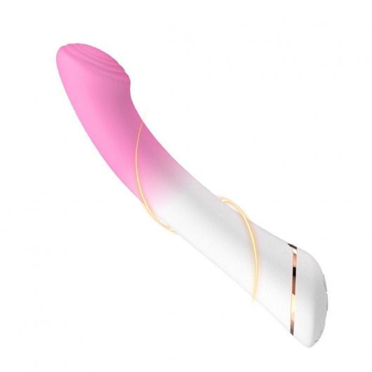 Бело-розовый изогнутый силиконовый вибромассажер - 18,7 см. - Silicone Toys