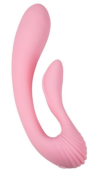 Розовый вибромассажёр G-wave с гибким клиторальным отростком - 18 см. - Adrien Lastic