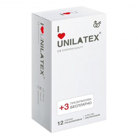 Ультратонкие презервативы Unilatex Ultra Thin - 12 шт. + 3 шт. в подарок - Unilatex - купить с доставкой в Нижнем Новгороде